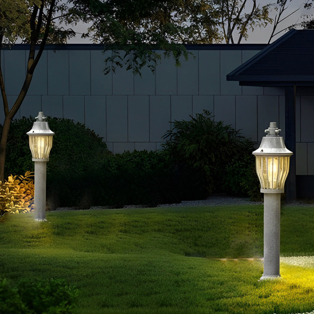 WINCHESTER VINTAGE ALUMINUM PATH LIGHT WITH CAGED LANTERN SHADE