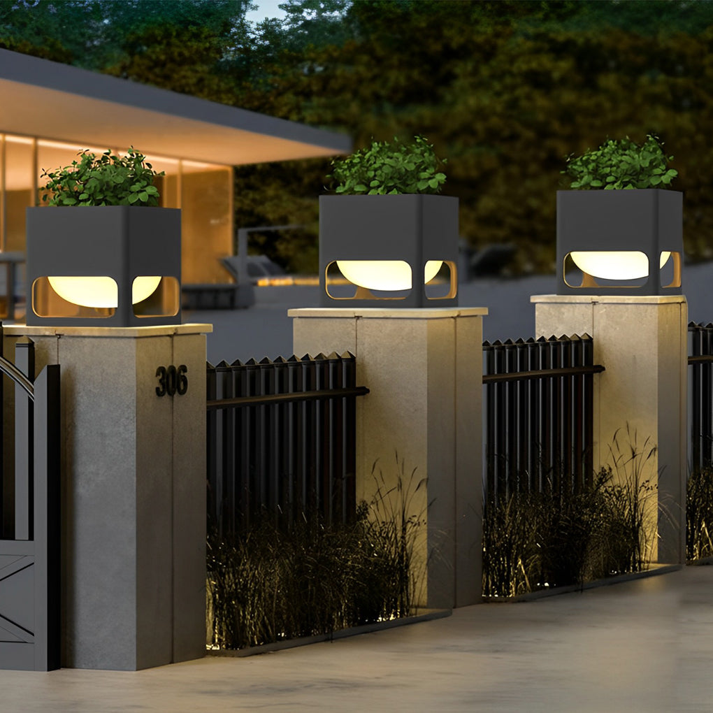WINDSOR BLACK SQUARE OUTDOOR LED PLANTER LIGHTS