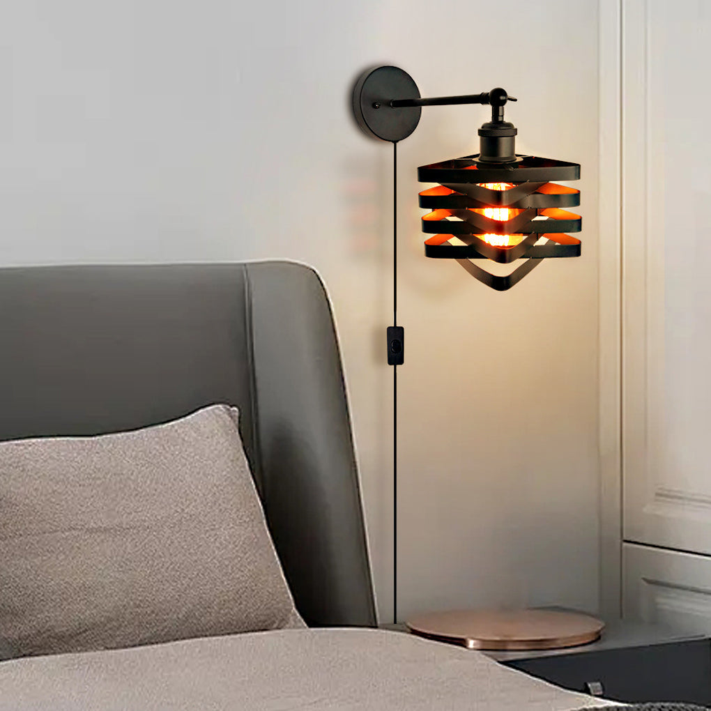 FENWICK IRON SWING ARM WALL LANTERN WITH PLUG