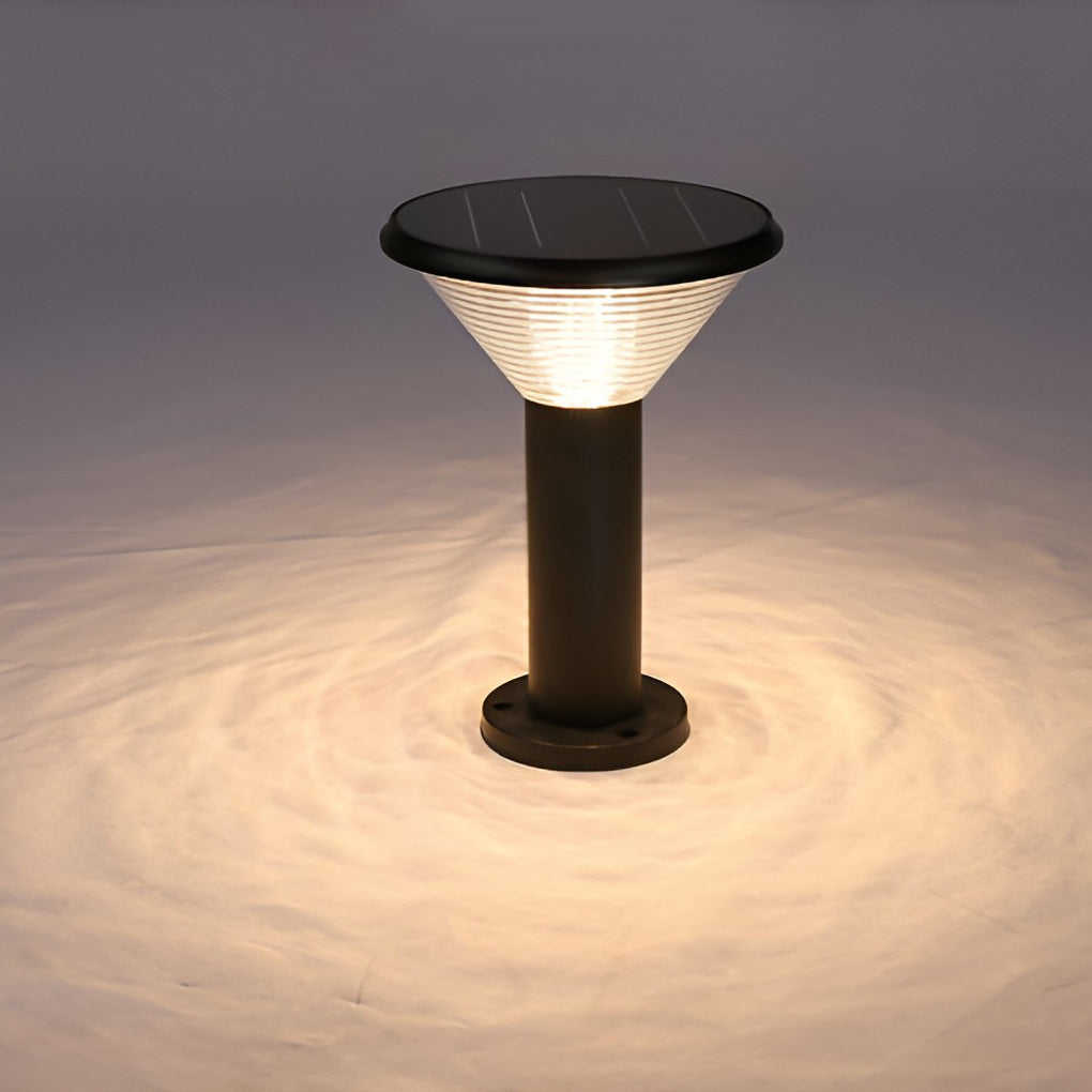 RAVENSCROFT MODERN SOLAR TAPERED PATHLIGHT WITH BLACK CYLINDRICAL DESIGN