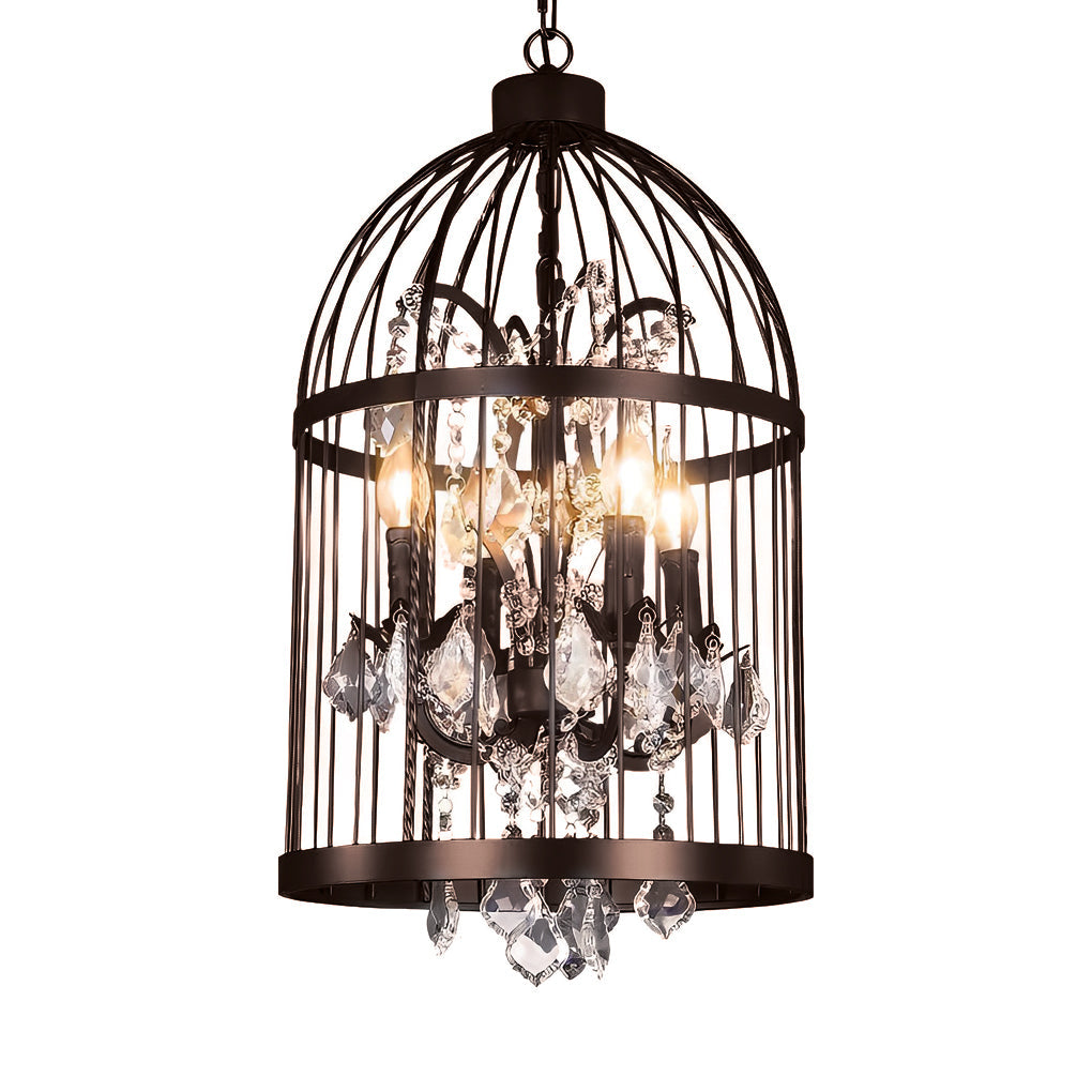 WHITBY IRON BIRDNEST CHANDELIER WITH CRYSTAL ACCENTS