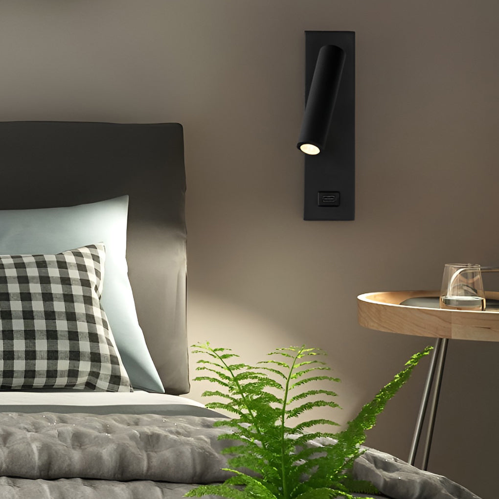 WINDSOR RECTANGULAR LED WALL SCONCE WITH USB CHARGING AND SWITCH