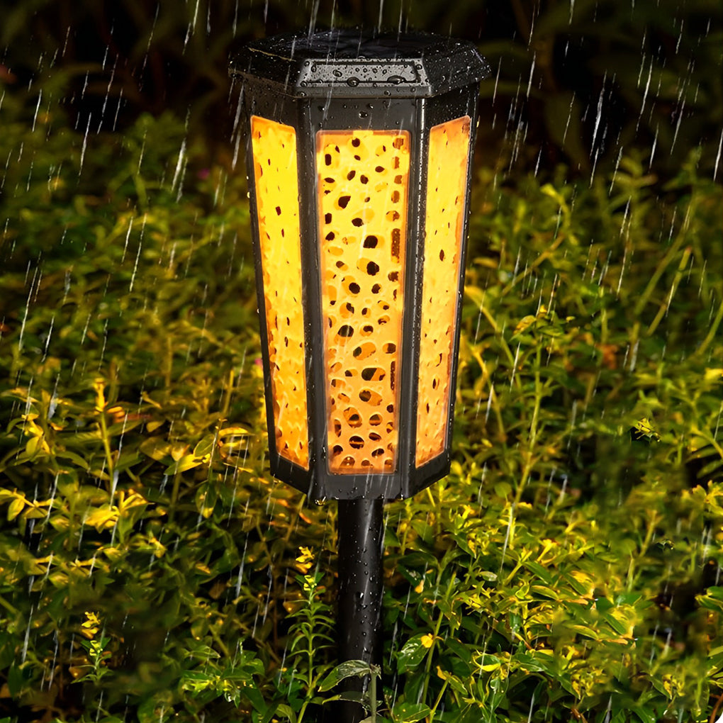 WINTHROP RAINBOW HEXAGON SOLAR GARDEN LANTERN, WEATHERPROOF LANDSCAPE ILLUMINATION
