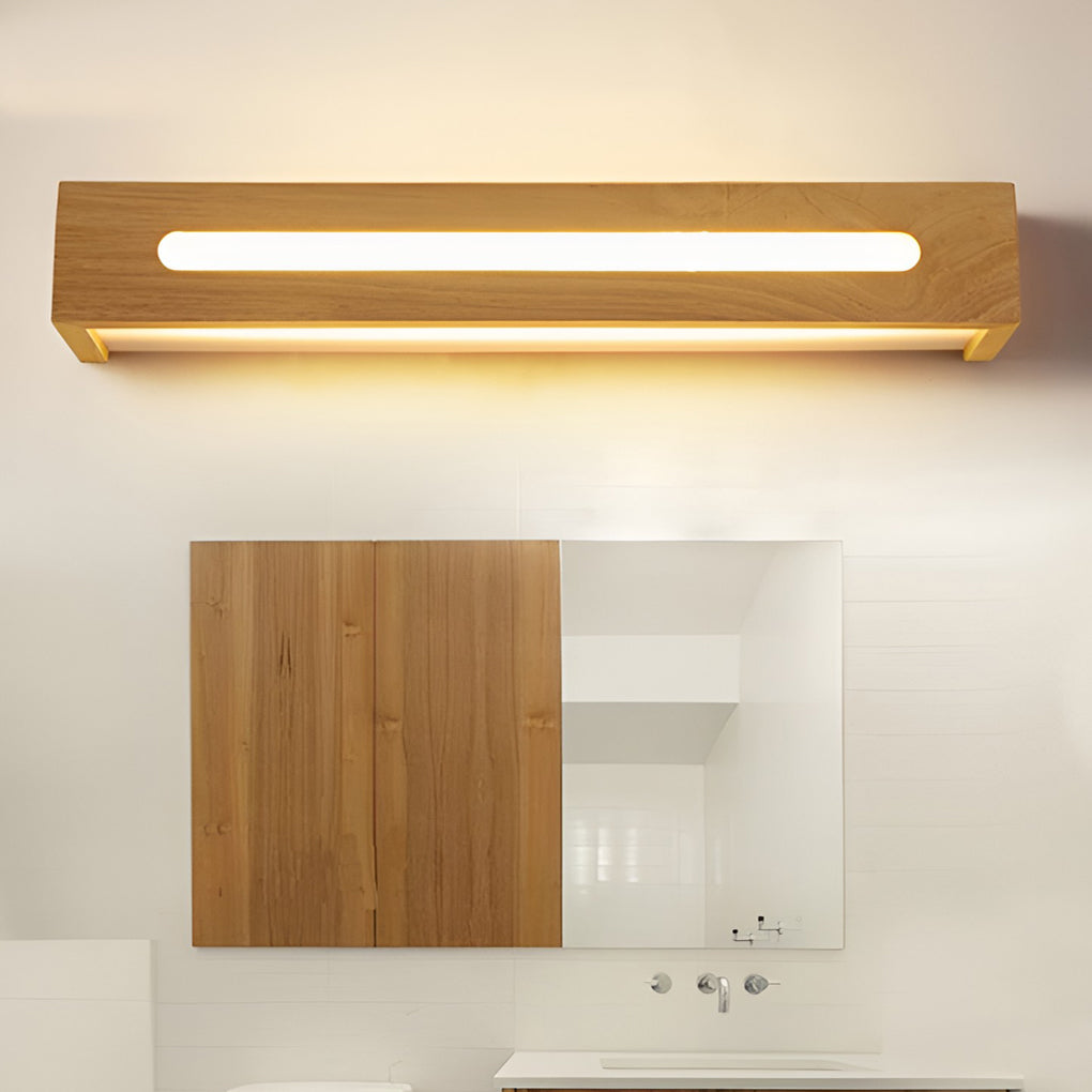 WINDSOR WOODEN RECTANGLE WATER-RESISTANT LED MIRROR SCONCE