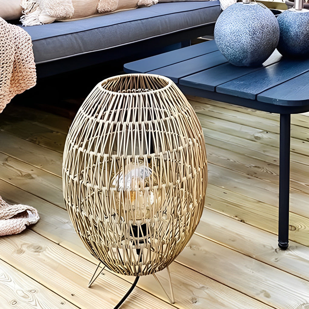 WINTHORPE WOVEN RATTAN OVAL OUTDOOR LANTERN