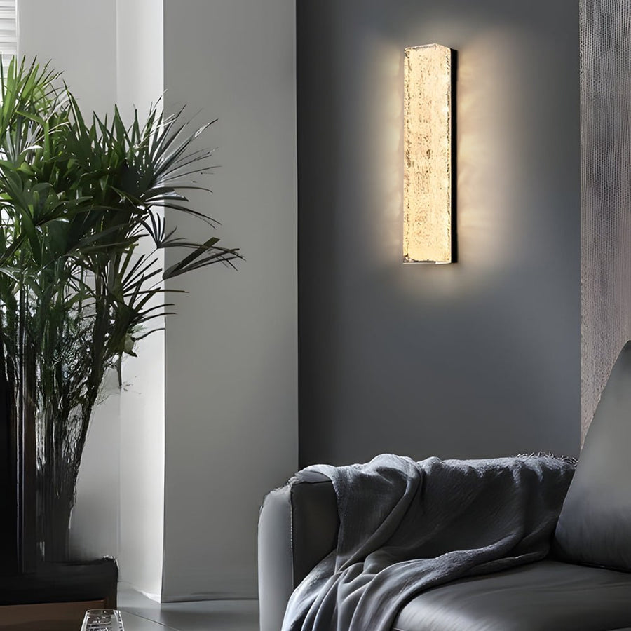 RAVENSTHORPE RECTANGULAR BRASS LED WALL LANTERN WITH ICE RESIN ACCENTS