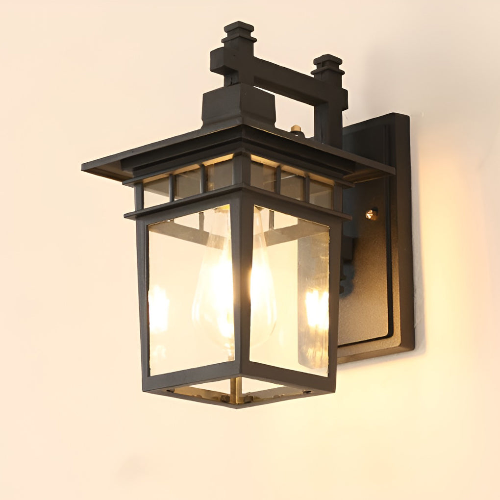 WINDSOR GLASS SHIELD OUTDOOR WALL LANTERN, WEATHER-RESISTANT SCONCE LIGHTING WITHOUT BULB