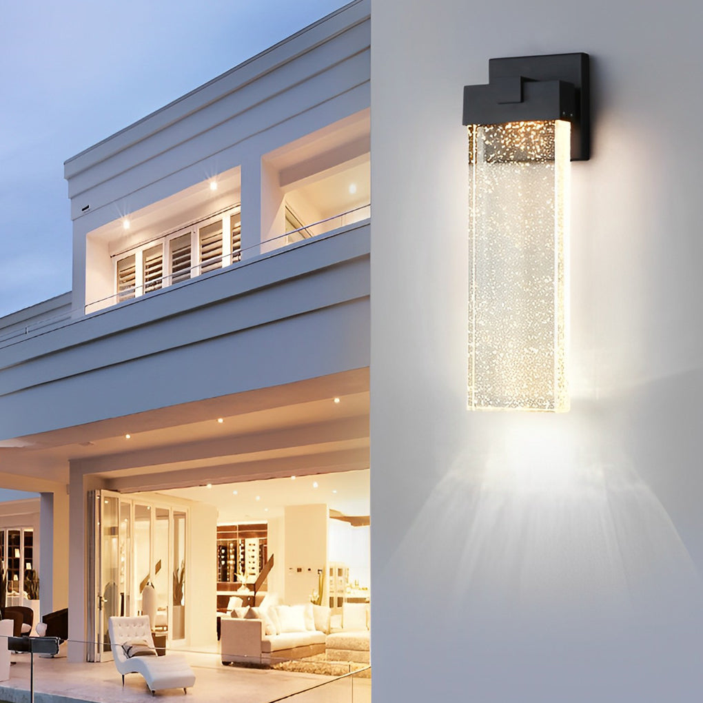 WINDSOR RECTANGULAR BUBBLE CRYSTAL OUTDOOR WALL SCONCE