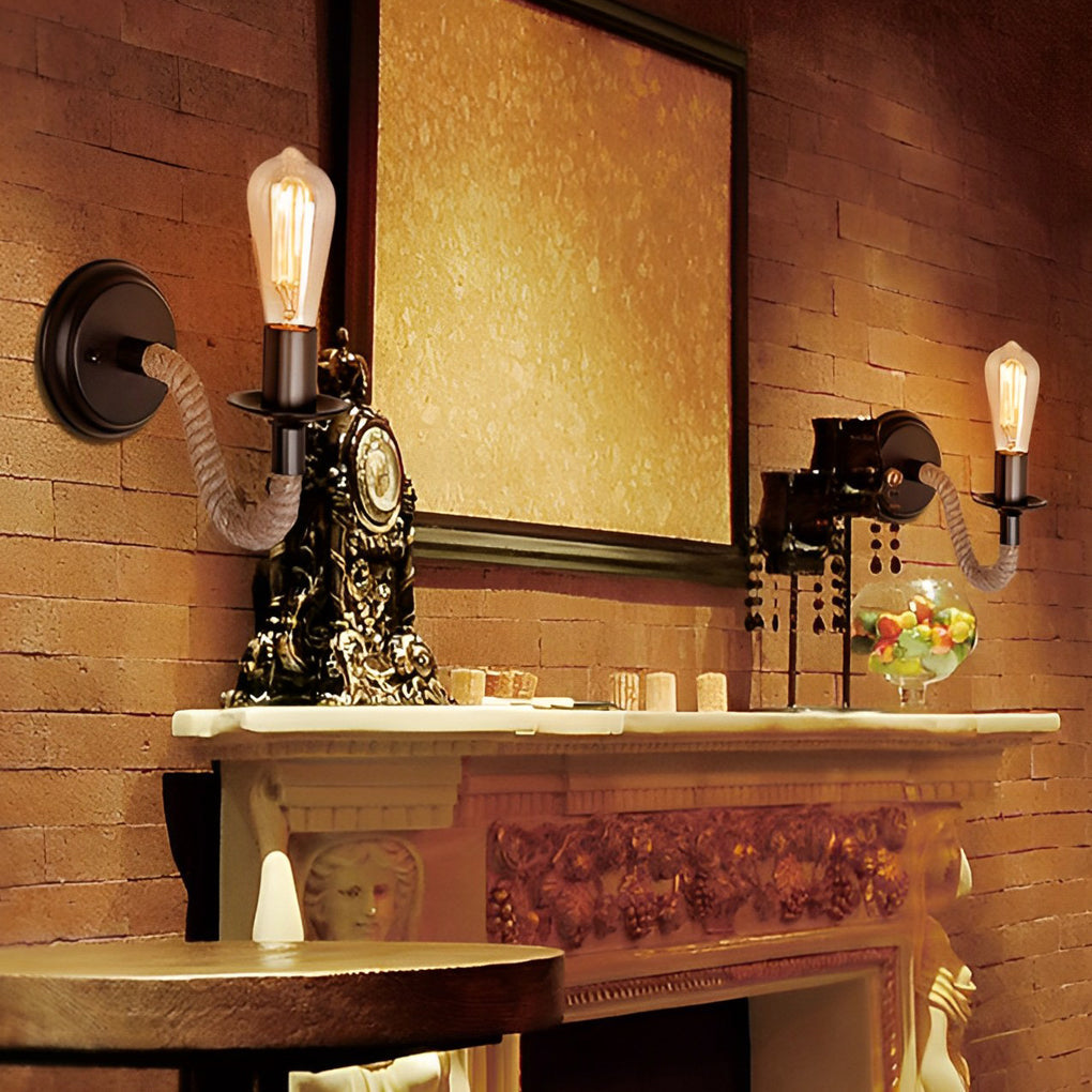 BRACKENFORD IRON CABLE WALL SCONCE WITH VINTAGE CHARM