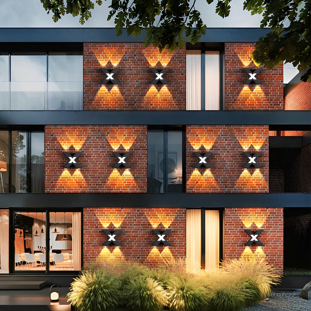 RAVENHURST MODERN X-SHAPED OUTDOOR LED WALL LIGHTING