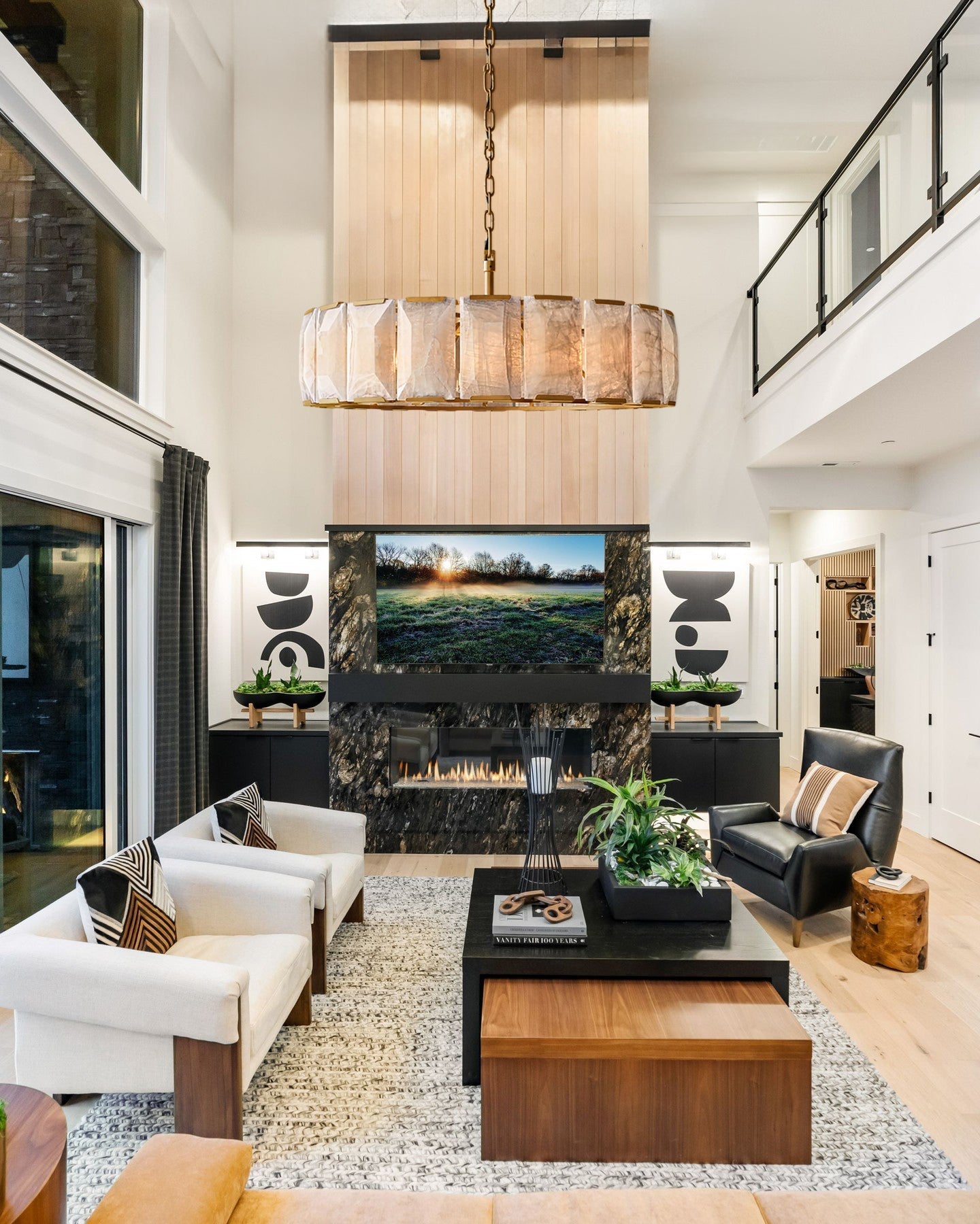 VALLONNE NATURAL STONE ROUND CEILING LUMINAIRE