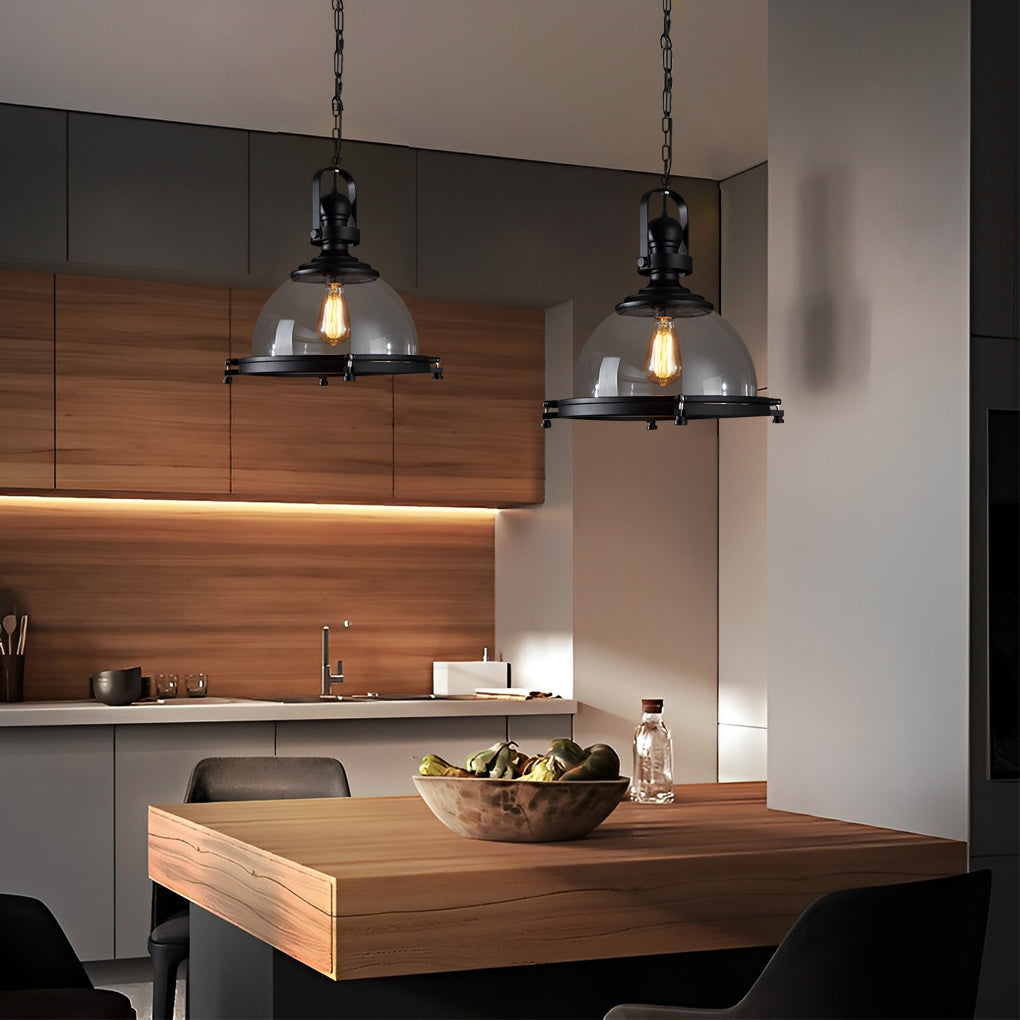 WINCHESTER SEMICIRCULAR IRON & GLASS PENDANT LIGHT