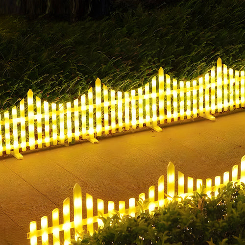 1. **WINSLOW WAVES GARDEN FENCE LANTERNS SET** - A charming collection of eight solar-powered LED lights designed in a graceful wave shape, perfect for illuminating your garden during the festive season.

2. **HARLEQUIN HORIZON SOLAR GLOW FENCE ACCENTS**