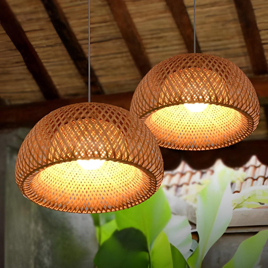 WINTERBOURNE HANDCRAFTED BAMBOO LED CHANDELIER WITH TRIPLE DIMMING