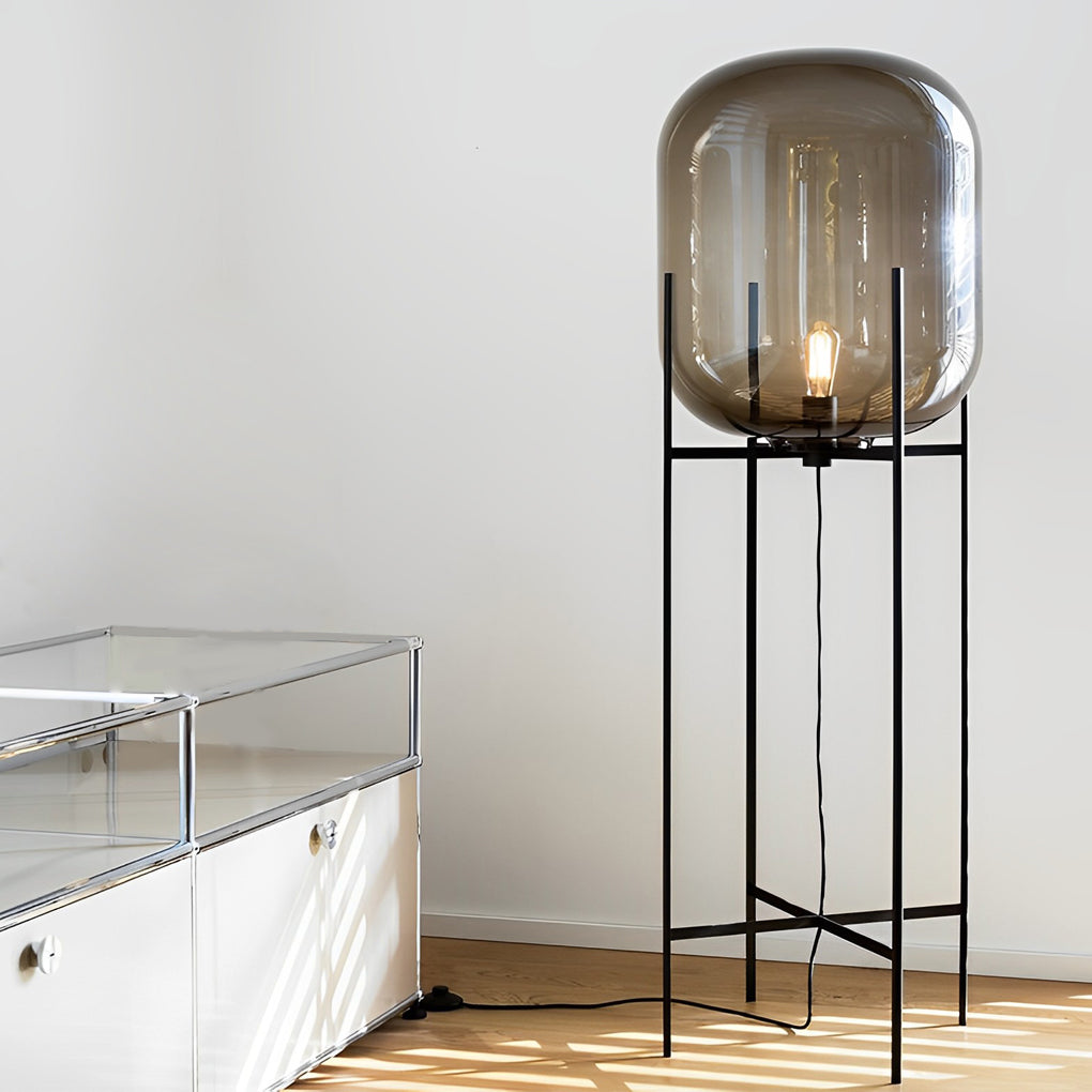 WINDSOR METAL FRAME AND HANDCRAFTED GLASS TOWER LAMP