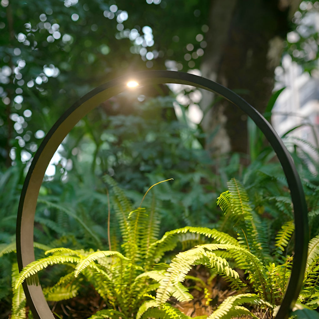 RAVENWOOD CIRCULAR COB PATHWAY LANTERN WITH MODERN BLACK RING ACCENT