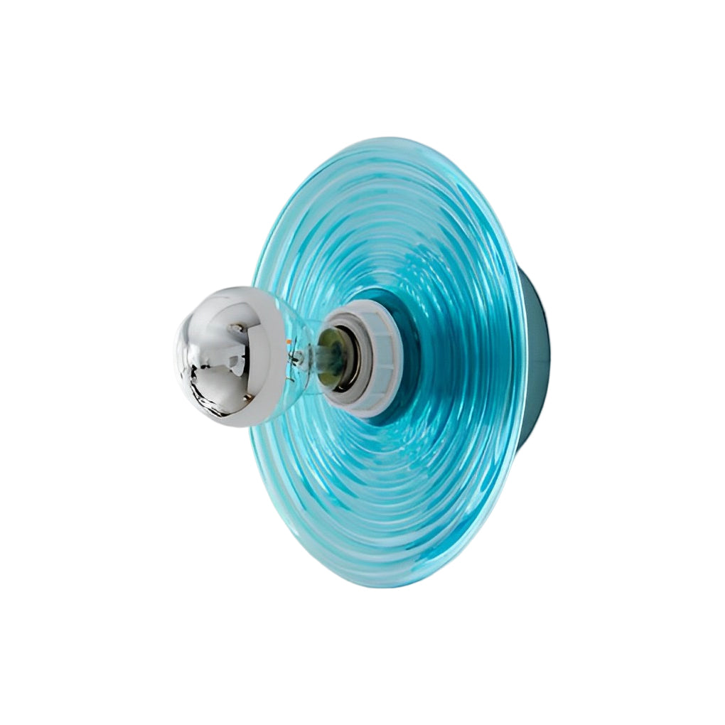 WINTHROP STRIPE GLASS WALL SCONCE WITH IRON ACCENTS