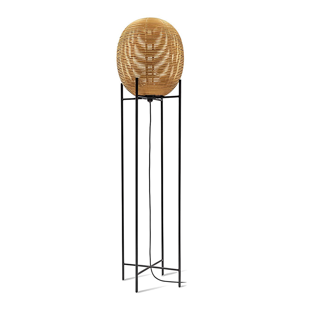 WINCHESTER WOVEN RATTAN AND IRON FLOOR LANTERN