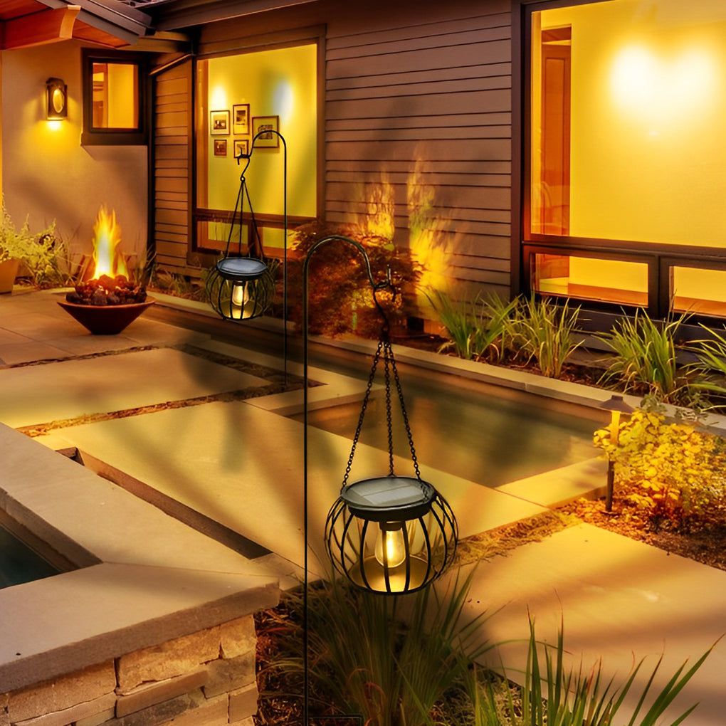 WILLOUGHBY GLOWING PUMPKIN SOLAR LANTERN SET - Waterproof Black Metal Design for Outdoor Ambience"  
2. "THISTLEDOWN NOCTURNAL PUMPKIN LIGHTS - Pair of Modern Solar-Illuminated Waterproof Lanterns