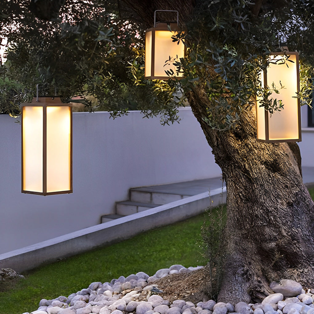 WINTERBORNE SQUARE SOLAR GLOW LANTERN - Rechargeable, Waterproof Outdoor Illumination