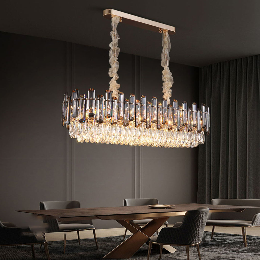 WINTHROP CRYSTAL LAYERED OVAL CHANDELIER