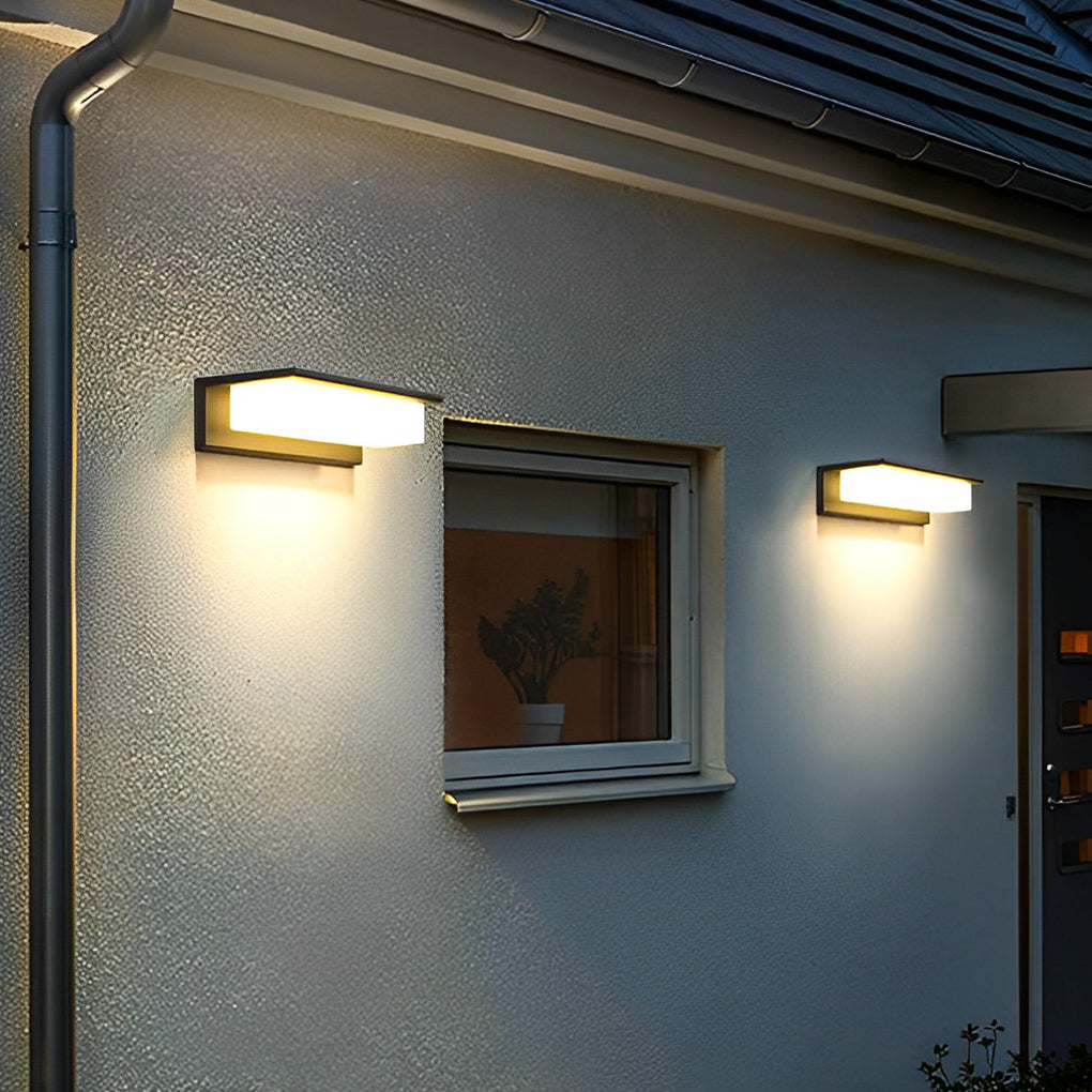 WINTHROP SOLAR-POWERED RECTANGULAR WALL SCONCE WITH WATER-RESISTANT DESIGN