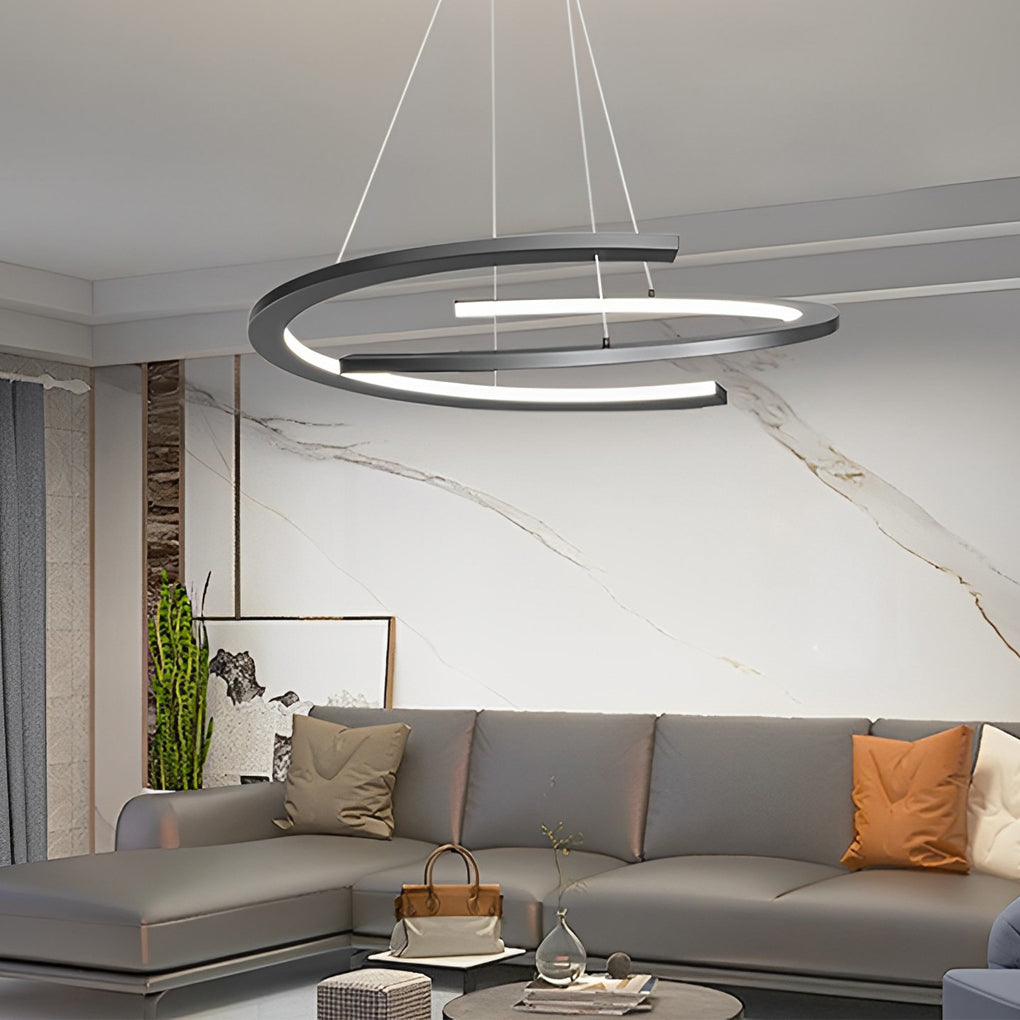 RAVENHURST BLACK SEMI-CIRCULAR LED CHANDELIER WITH TRIPLE DIMMING