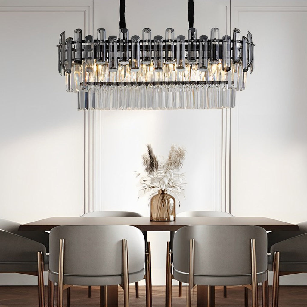 WINDSOR CRYSTAL RECTANGULAR THREE-TIER DIMMING CHANDELIER