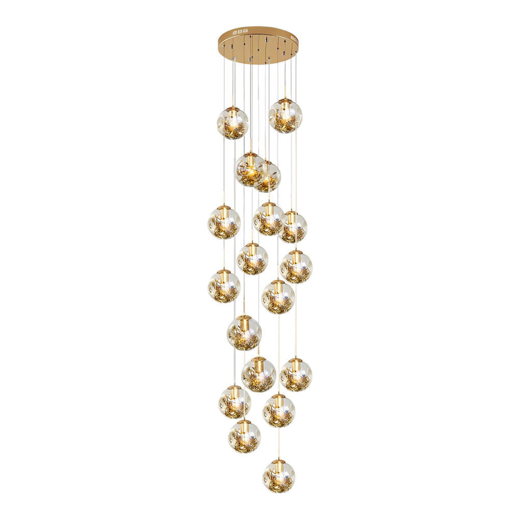WINDSOR COGNAC CRYSTAL GLOBE ADJUSTABLE CHANDELIER