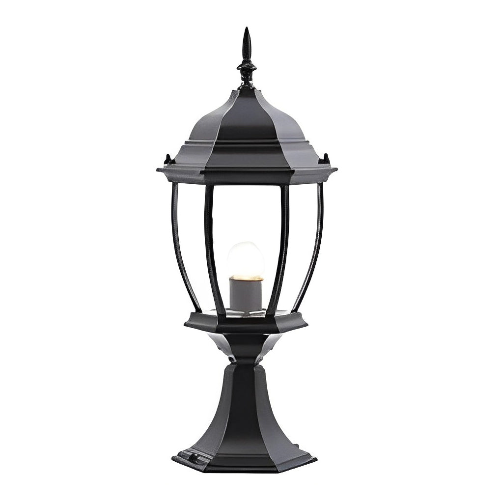 WINDSOR BLACKENED IRON SOLAR FENCE POST LANTERNS WITH REMOTE CONTROL