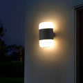 RAVENHURST CIRCULAR LED OUTDOOR LIGHTING, WATER-RESISTANT BLACK WALL FIXTURE
