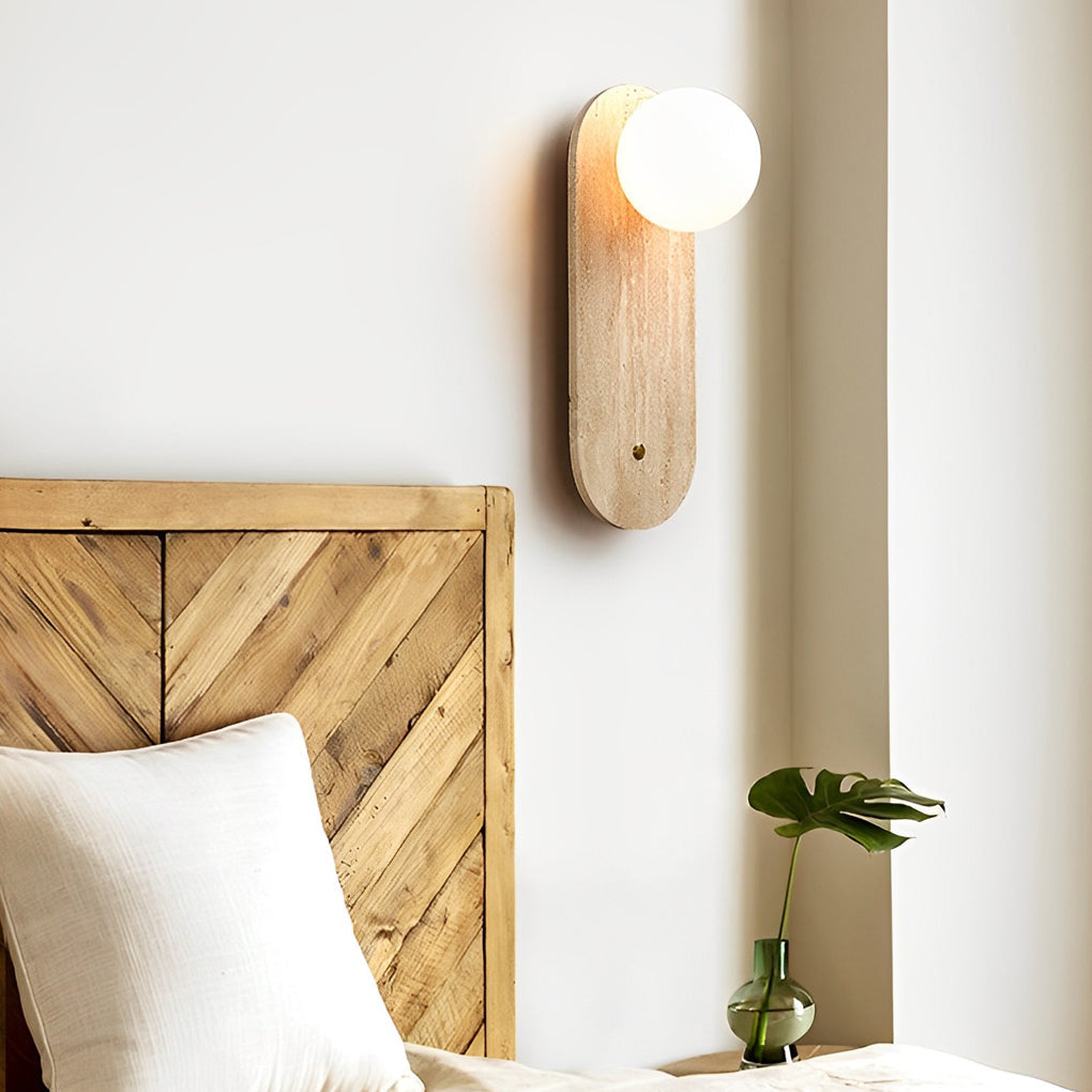 BEAUMONT SUNSET TRAVERTINE GLOWING WALL LANTERN