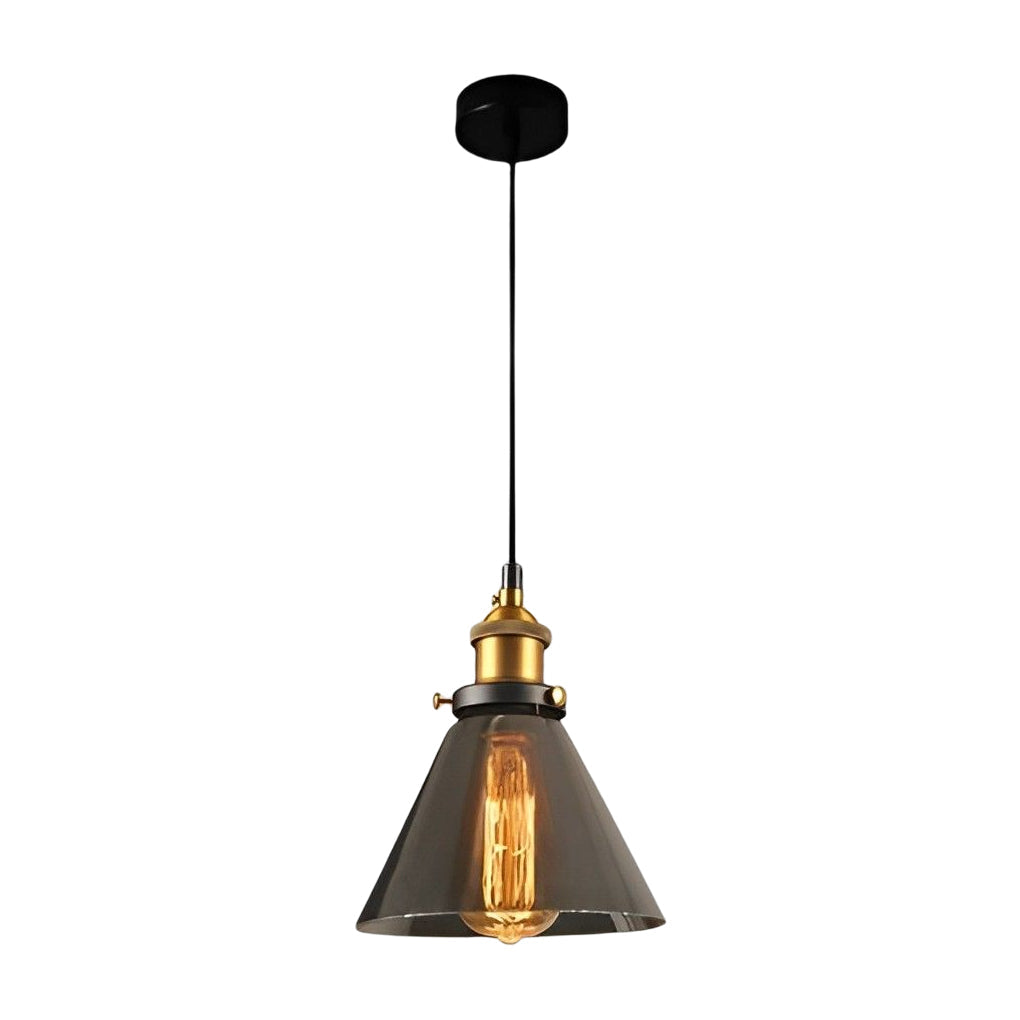 WINTHORPE SMOKED GLASS INDUSTRIAL HANGING LANTERN