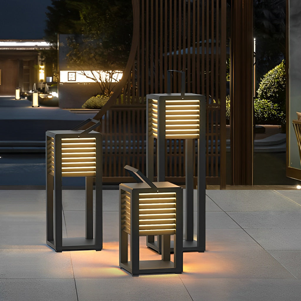 WINDSOR SQUARE SOLAR GARDEN LANTERN WITH WATER-RESISTANT LED ILLUMINATION