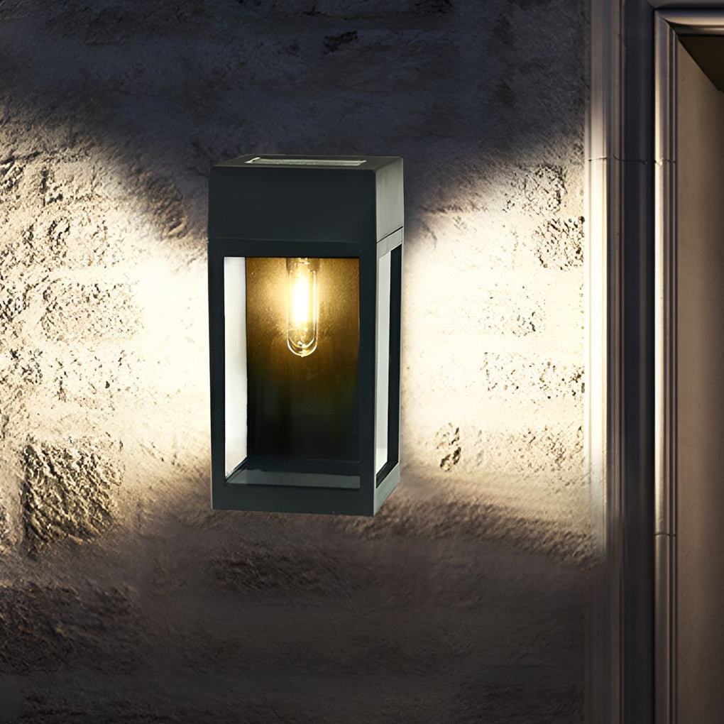 WINTHORPE RECTANGULAR SOLAR-POWERED GLASS WALL LANTERN