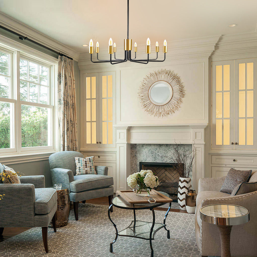 FENWICK IRON EIGHT-BULB FARMHOUSE CHANDELIER