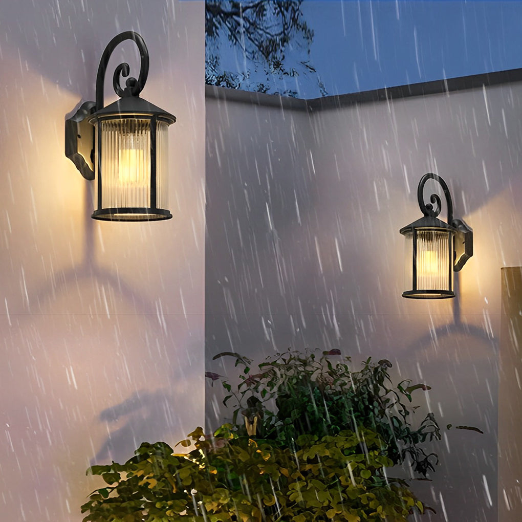 WINTHROP STRIPED GLASS ALUMINUM OUTDOOR WALL SCONCE