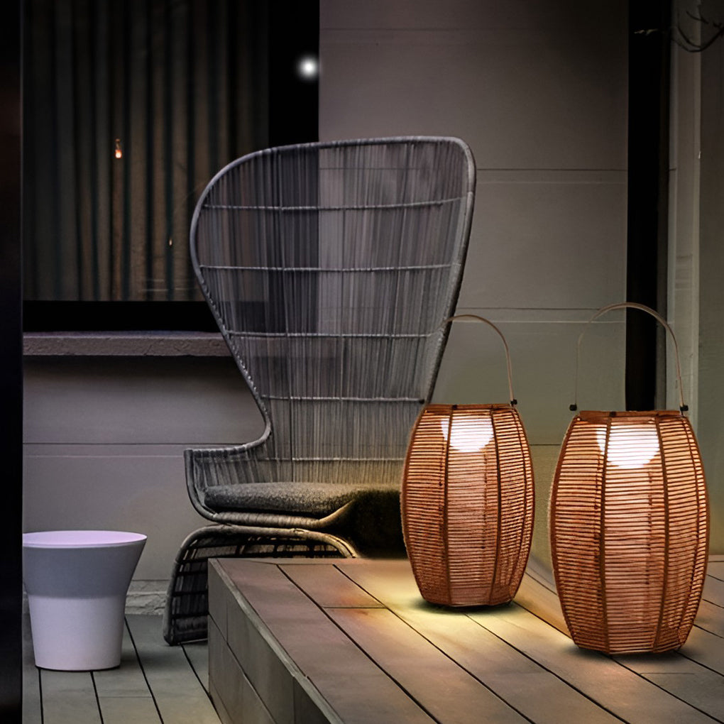 WINTERBOURNE RATTAN LED GLOBE OUTDOOR LANTERN