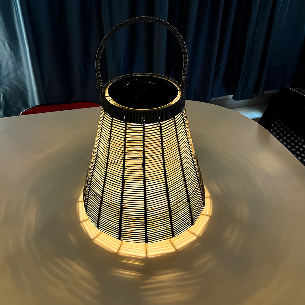 ELMINGTON WOVEN RATTAN SOLAR GARDEN LANTERN