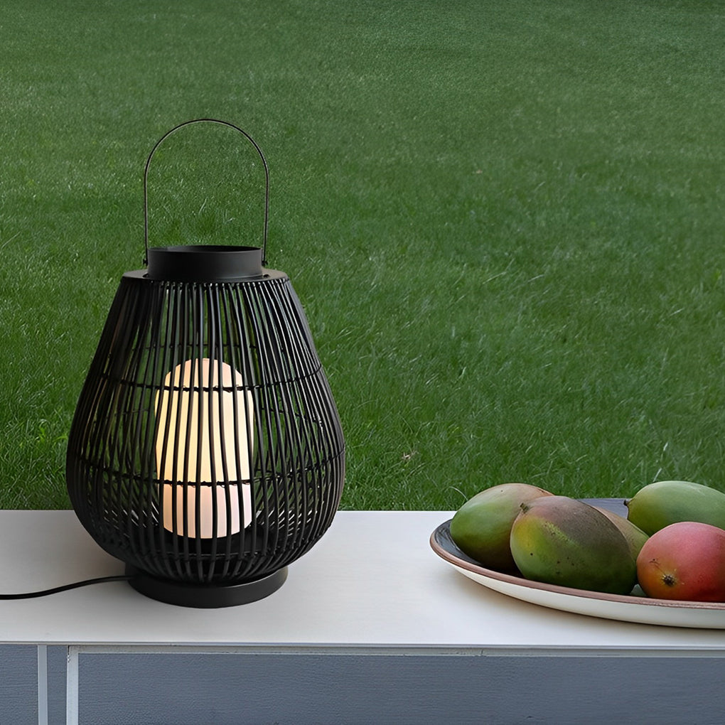 RAVENSDALE CHARCOAL IRON WOVEN E27 OUTDOOR PILLAR LANTERN
