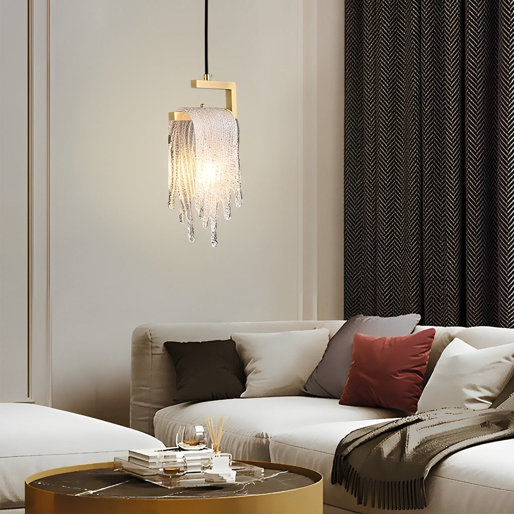WINTHORPE COPPER-ACCENTED GLASS PENDANT WITH LED SWITCH