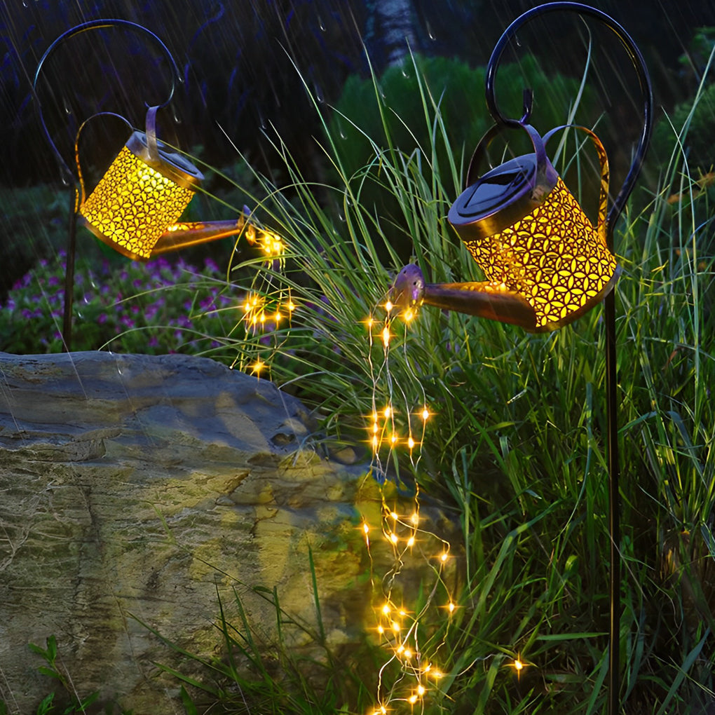 WINDSOR RUSTIC IRON SHOWER LANTERN, SOLAR-POWERED GARDEN LIGHTING FOR OUTDOOR SPACES