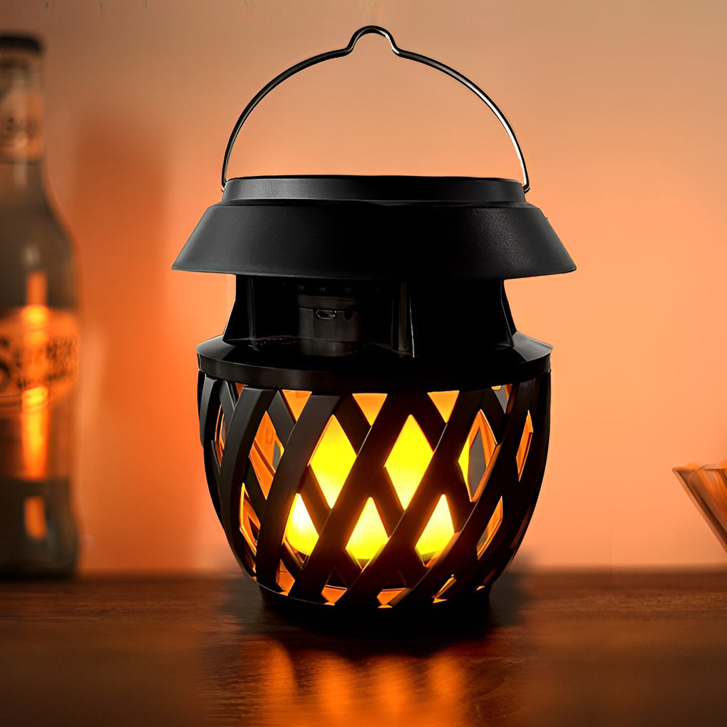 1. **LUXTON SOLAR FLAME GLOW LANTERN**  
   A portable outdoor lantern featuring a mesmerizing flickering flame effect, powered by solar energy and equipped with USB rechargeability for convenience.

2. **WILLOUGHBY RUSTIC FLAME LANTERN**  
   A charming
