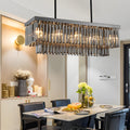 WINTHROP SMOKE GRAY RECTANGULAR CRYSTAL CHANDELIER WITH 3-LEVEL DIMMING