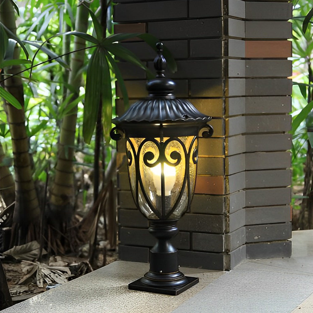 WINDSOR BUBBLE GLASS OUTDOOR PILLAR LANTERN