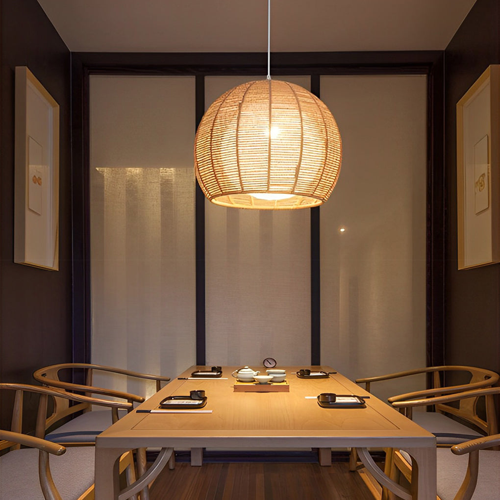 WINTHROPE WOVEN RATTAN LED PENDANT LANTERN