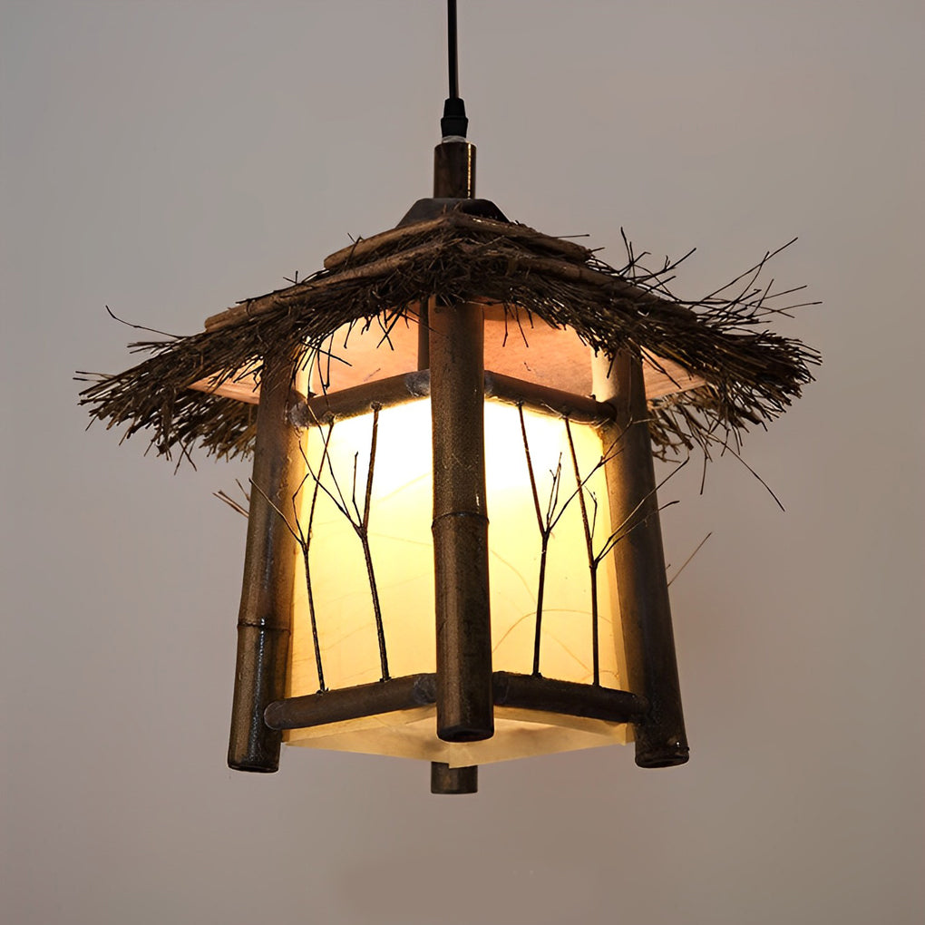 BRAMBLEWICK BAMBOO CANOPY LANTERN - Multifunctional Outdoor Pendant and Post Illumination