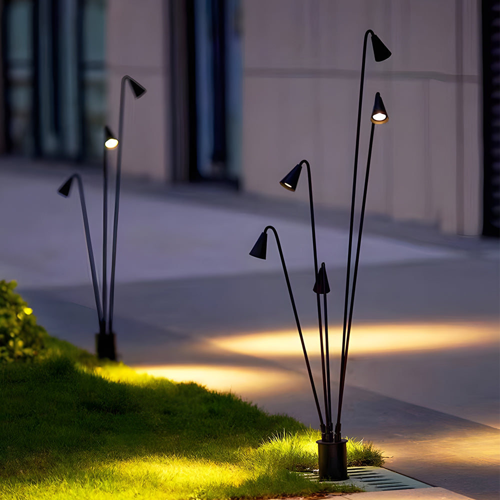 WINTERBOURNE TRIPLE-ARM BLACK LED FLOOR LANTERN