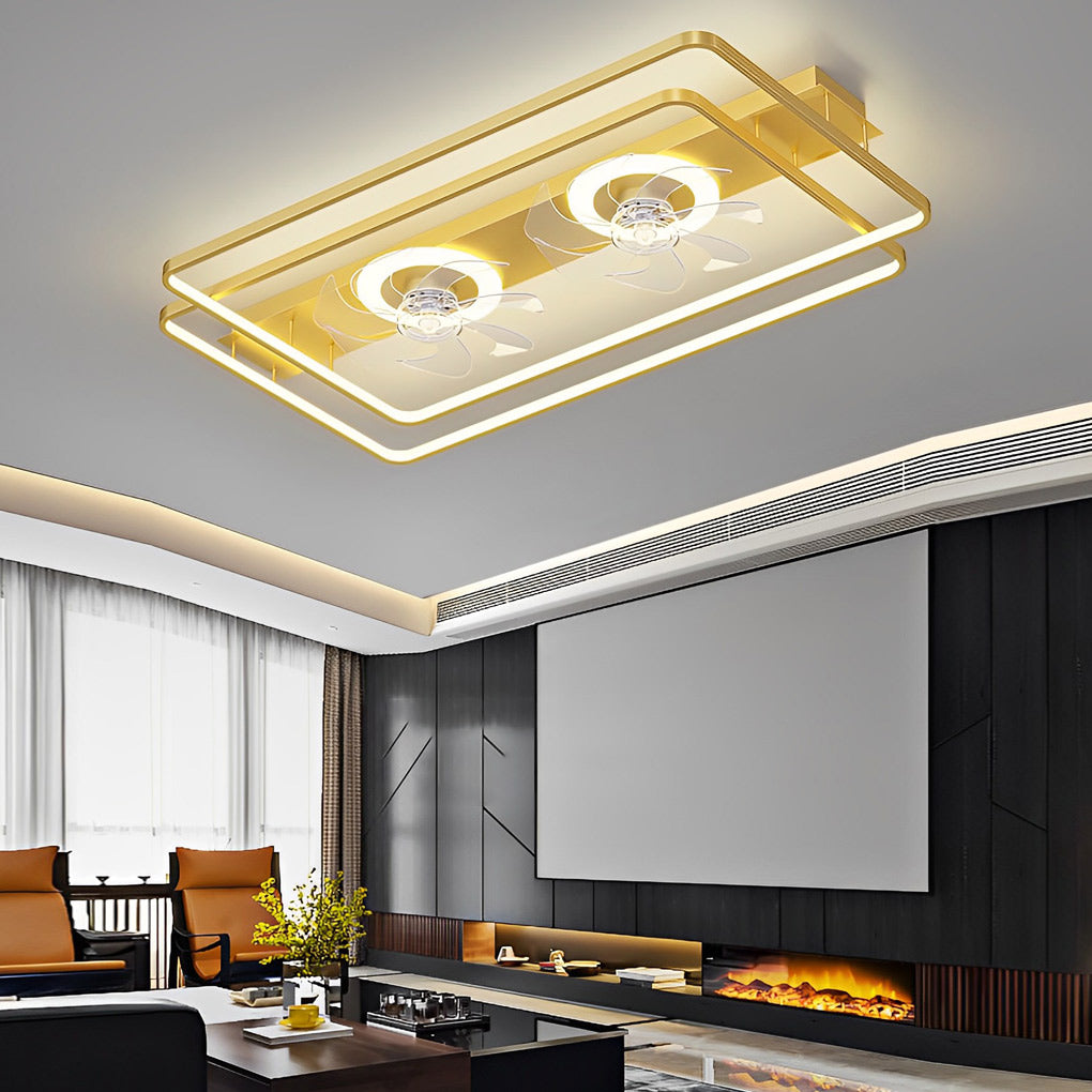 THORNBURY RECTANGULAR 3-TIER DIMMABLE NORDIC CEILING FAN LUMINAIRE WITH DUAL AIRFLOW