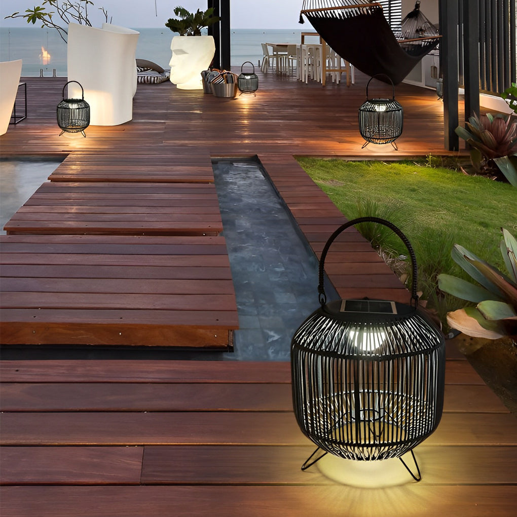 WINTHROP WOVEN SOLAR LANTERN WITH LED GLOW